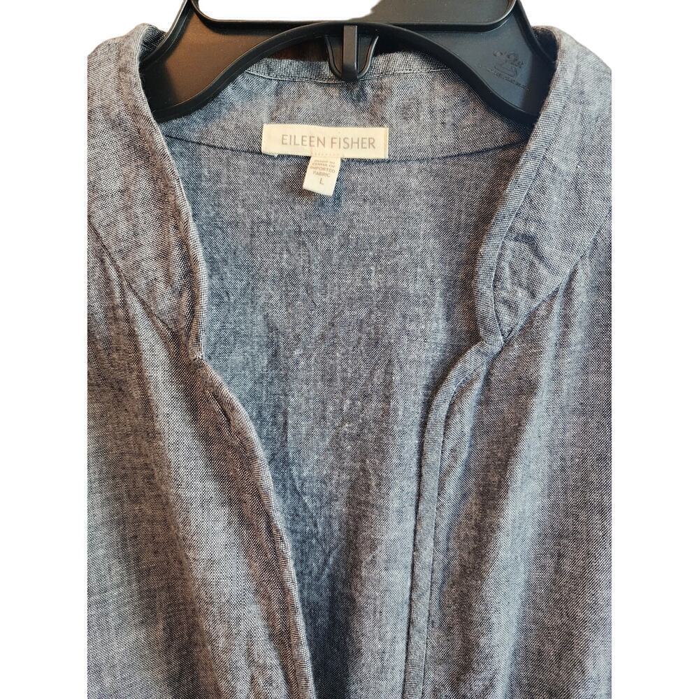 Eileen Fisher Chambray Peplum Jacket- Large - Picture 2 of 5